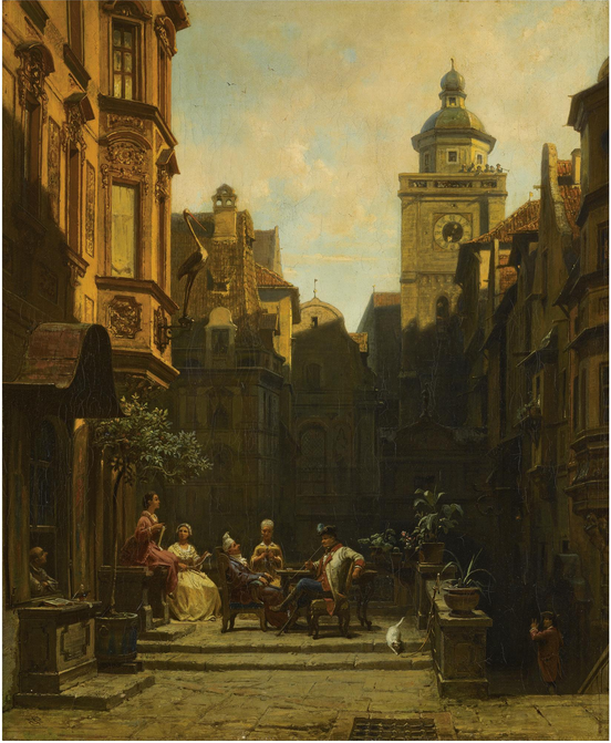 EIN GUTER KLATSCH - Carl Spitzweg