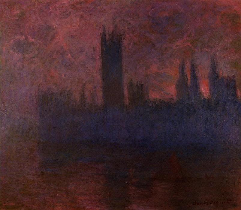 Die Parlamentsgebäude, Symphonie in Rosa - Claude Monet