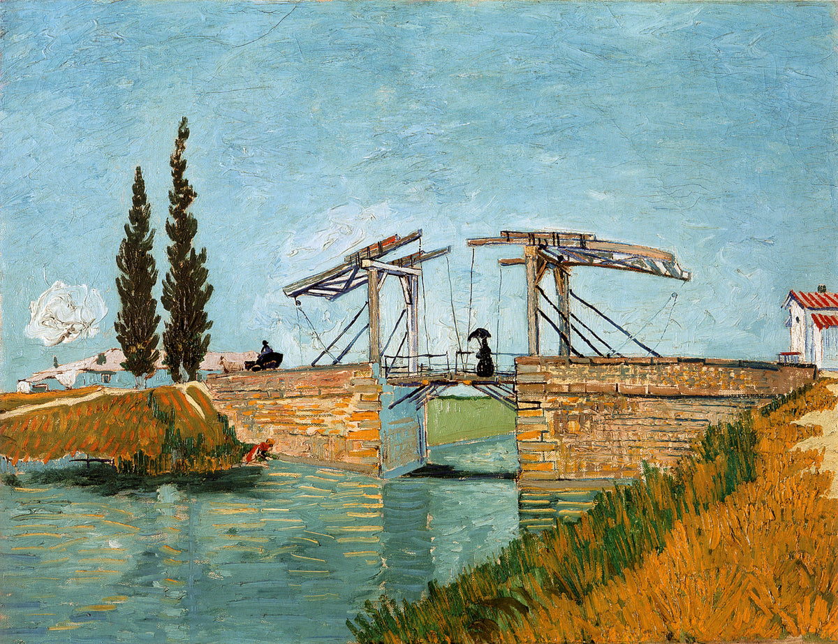Le Pont de Langlois à Arles par Vincent van Gogh, pont-levis jaune sur le canal