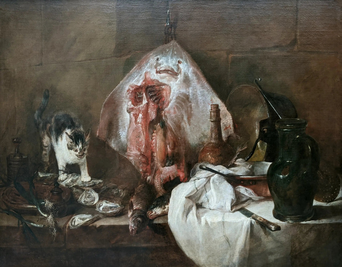 La Raie de Chardin, nature morte au poisson, aux huîtres et aux ustensiles