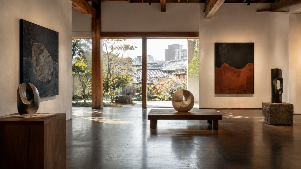 Galerie contemporaine à Okayama entre architecture japonaise et jardin