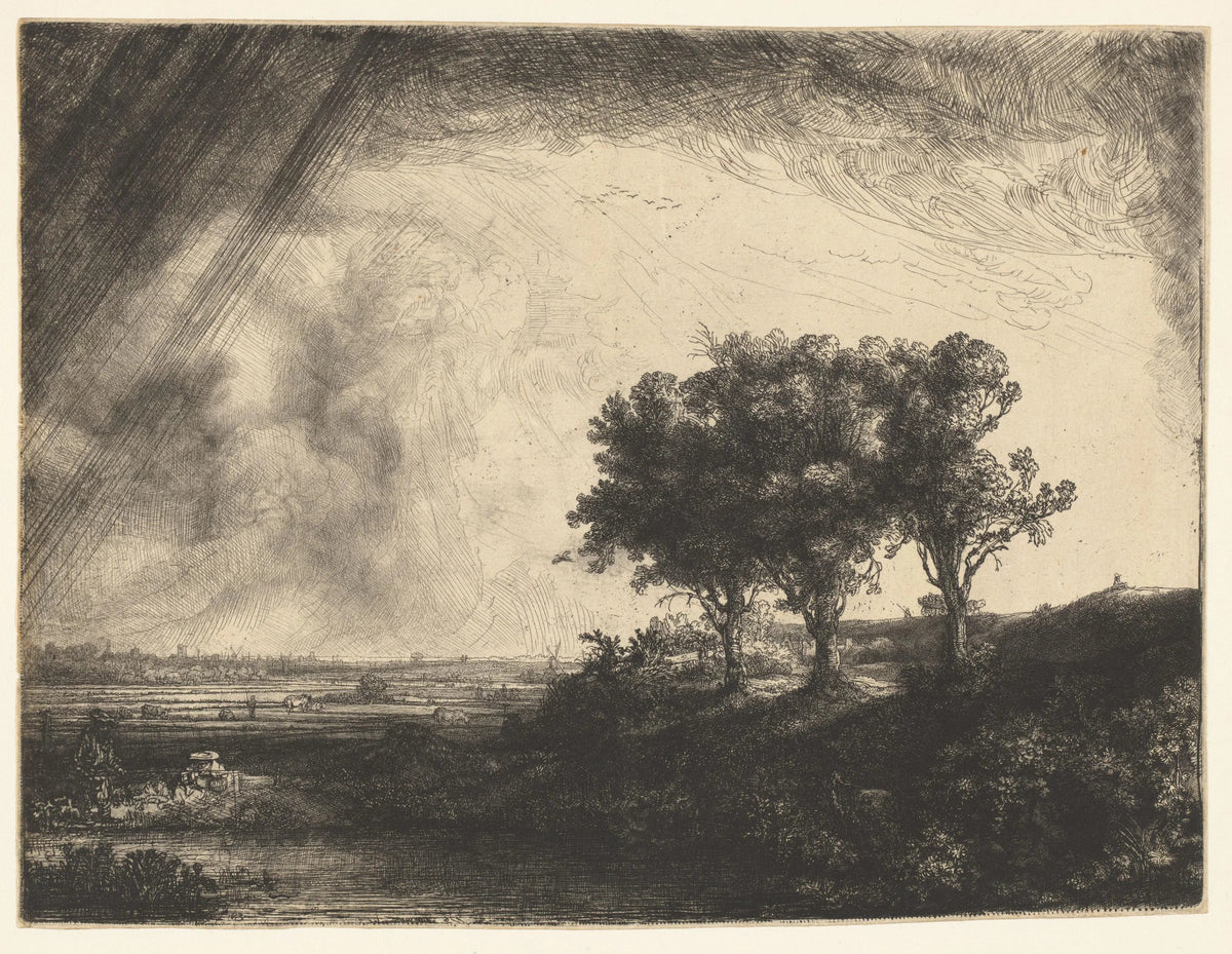 Rembrandt, Les Trois Arbres, eau-forte de paysage, 1643