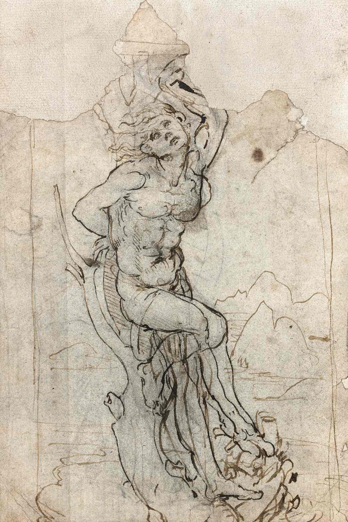 Saint Sébastien attribué à Léonard de Vinci, dessin retrouvé en 2016