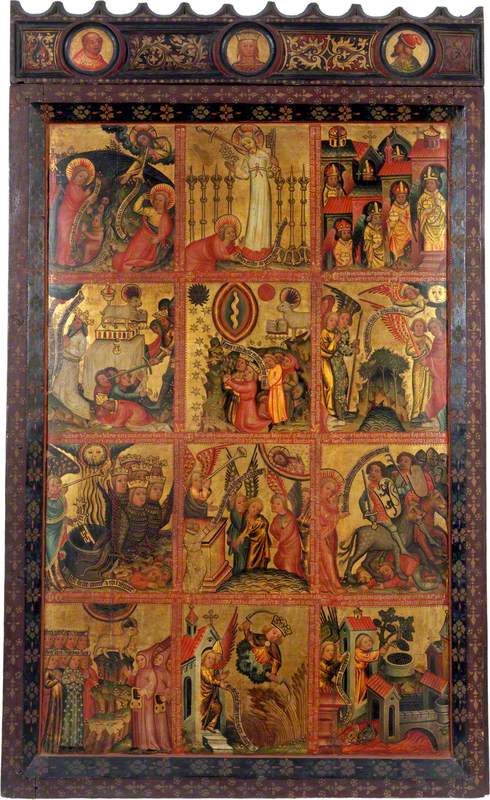 12 Szenen der Apokalypse (Triptykretabel, linke Flügel, Innenseite) - Meister Bertram
