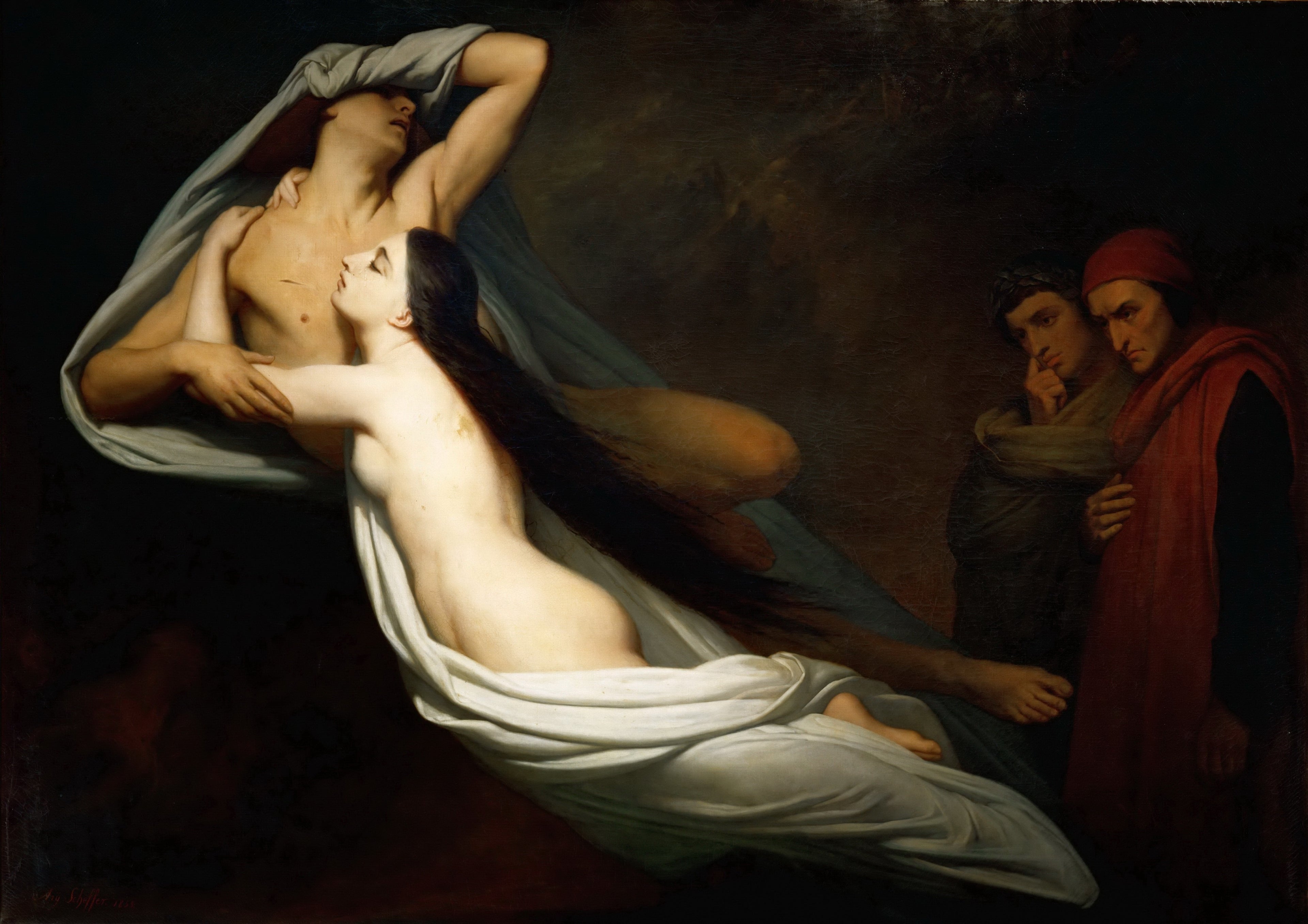 Les Ombres de Francesca da Rimini et de Paolo Malatesta apparaissent à Dante et à Virgile - Ary Scheffer - Alpha