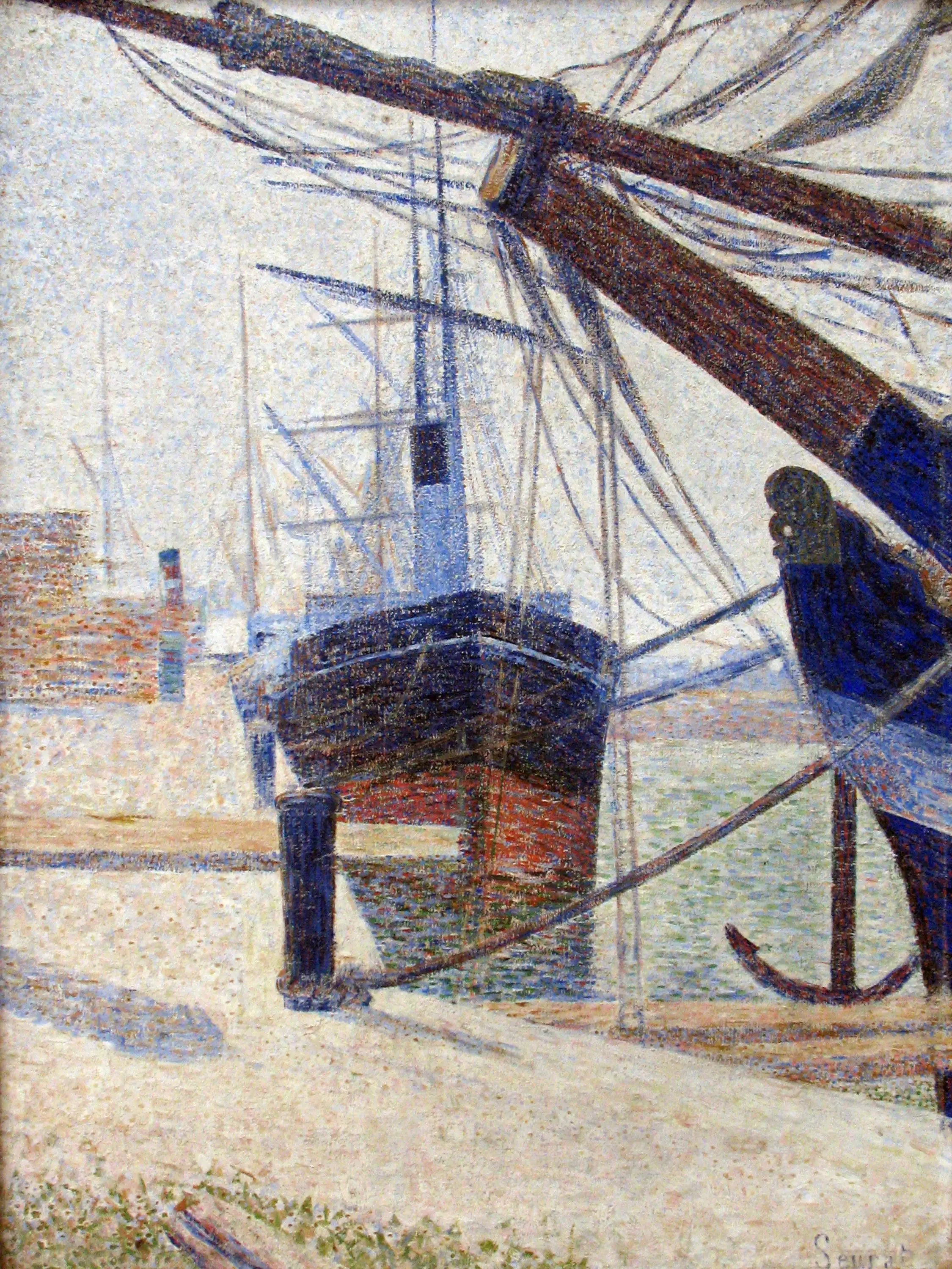 Reproduction du tableau « Coin d'un bassin, Honfleur - Georges Seurat » par Alpha Reproduction en peinture à l’huile