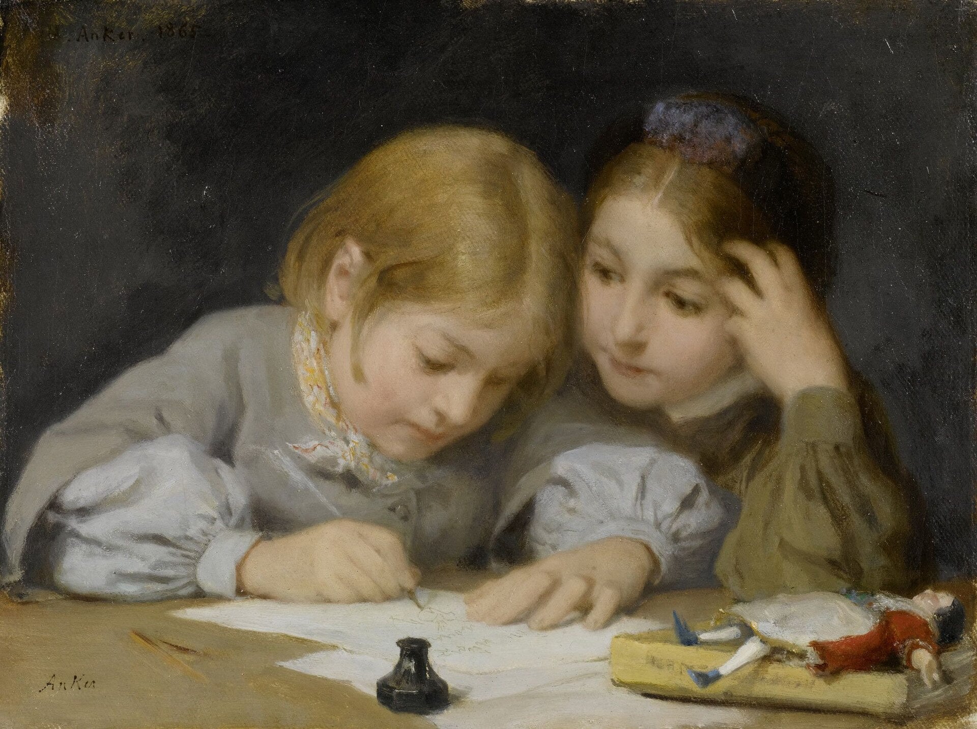 La Leçon d’écriture, Albert Anker, 1865