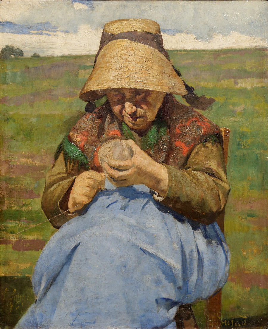 Vieille femme dévidant un écheveau, Henrique Pousão, 1881