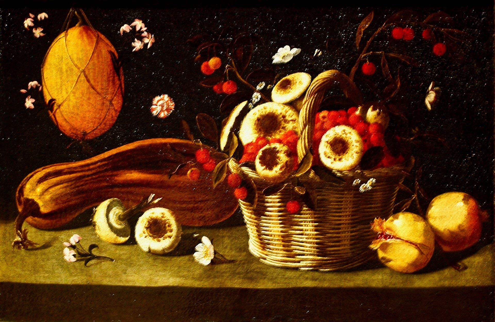 Nature morte au melon et aux champignons, Josefa de Óbidos, 1660