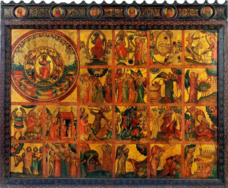 21 scènes de l'Apocalypse (triptyque retable, panneau central) - Master Bertram image 1 copie peinte à la main à l’huile