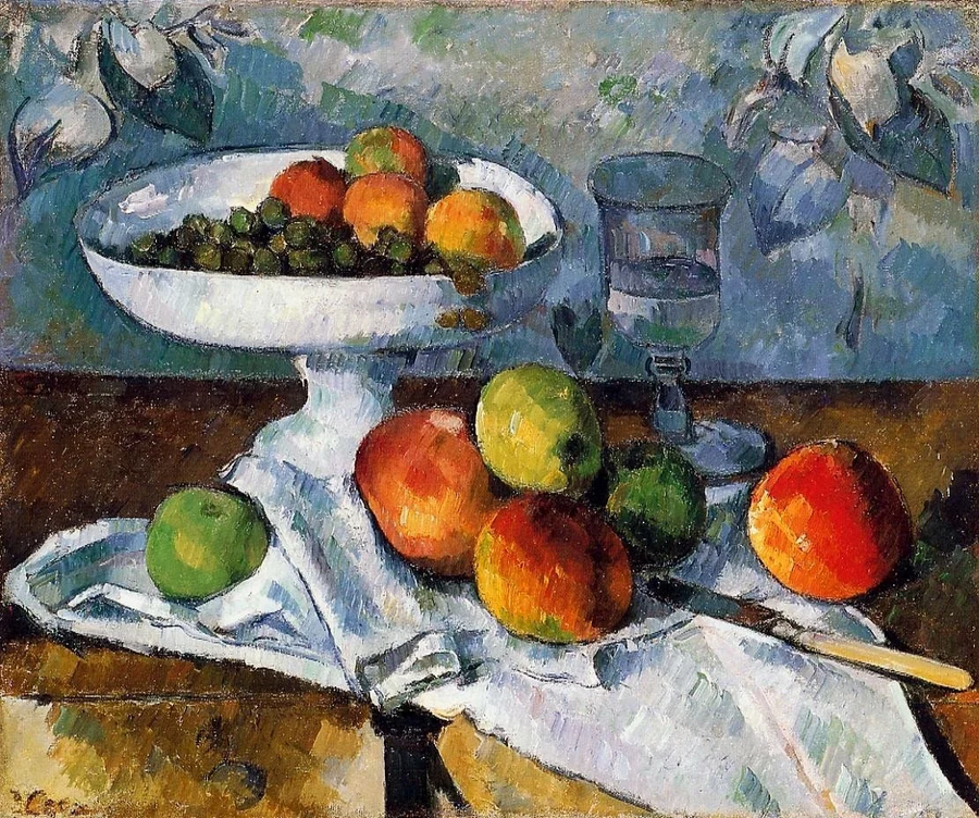 Obstschale, Glas und Äpfel - Paul Cézanne