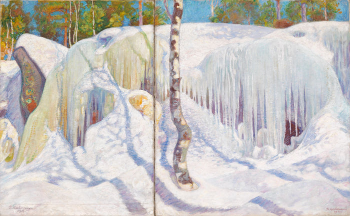 Mit Eis und Schnee bedeckter Felsen - Pekka Halonen