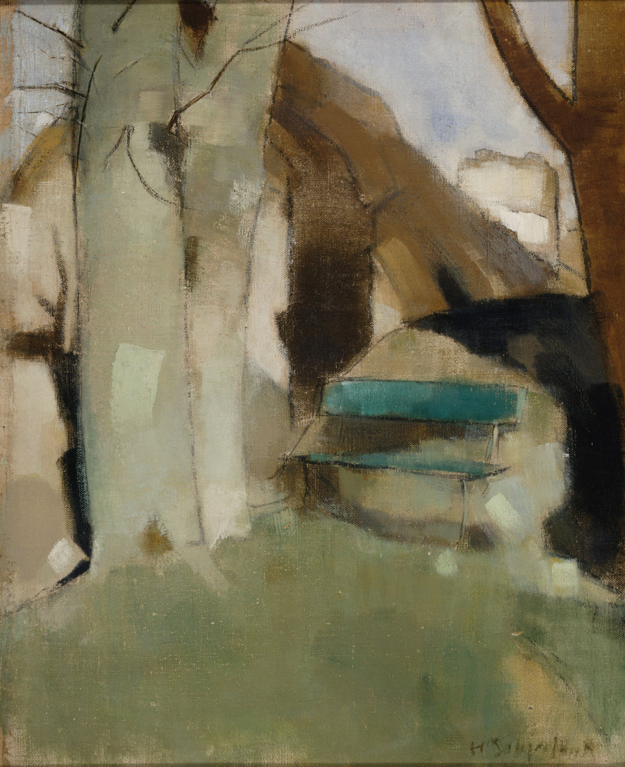 Shadow on the Wall II (Green Bench) (1928) - Helene Schjerfbeck