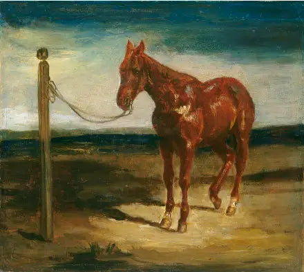 Ein Pferd, das an einem Pfahl angebunden ist - Eugène Delacroix