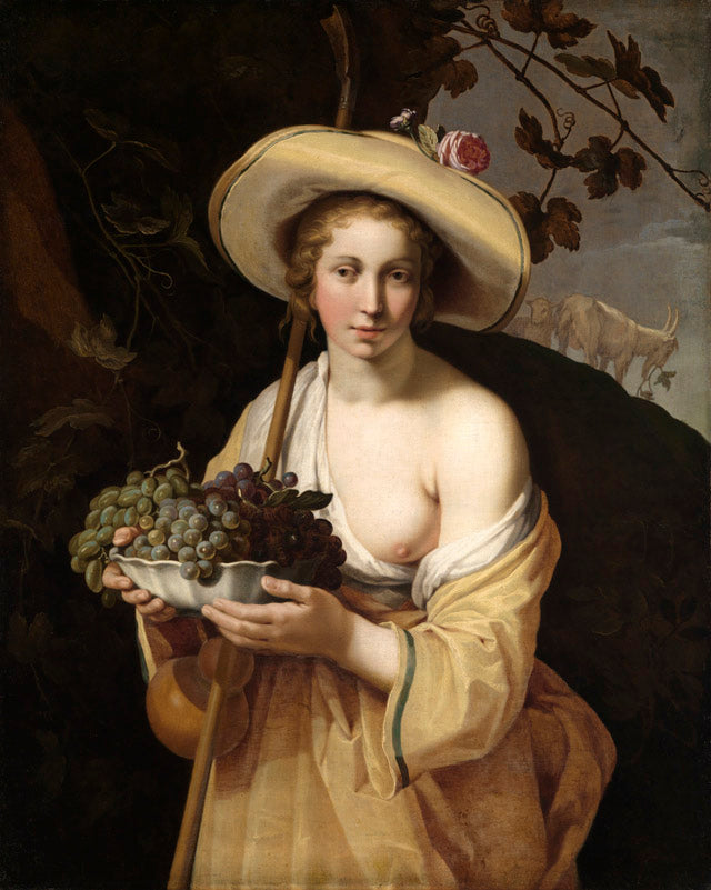 Bergère avec un bol de raisins - Abraham Bloemaert image 1 copie peinte à la main à l’huile