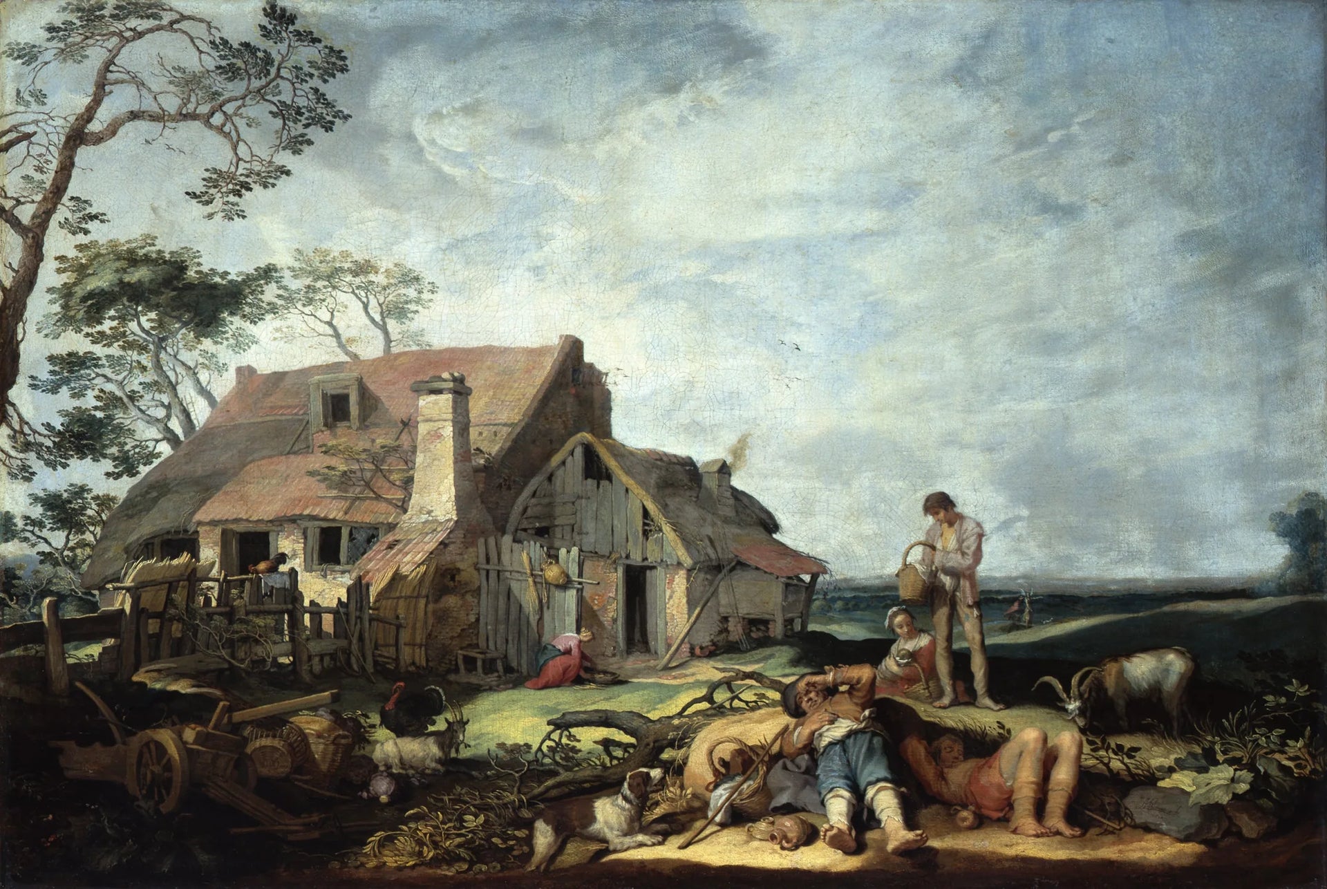 Paysage avec une ferme, des paysans et l'exode de Tobias avec l'ange - Abraham Bloemaert image 1 copie peinte à la main à l’huile