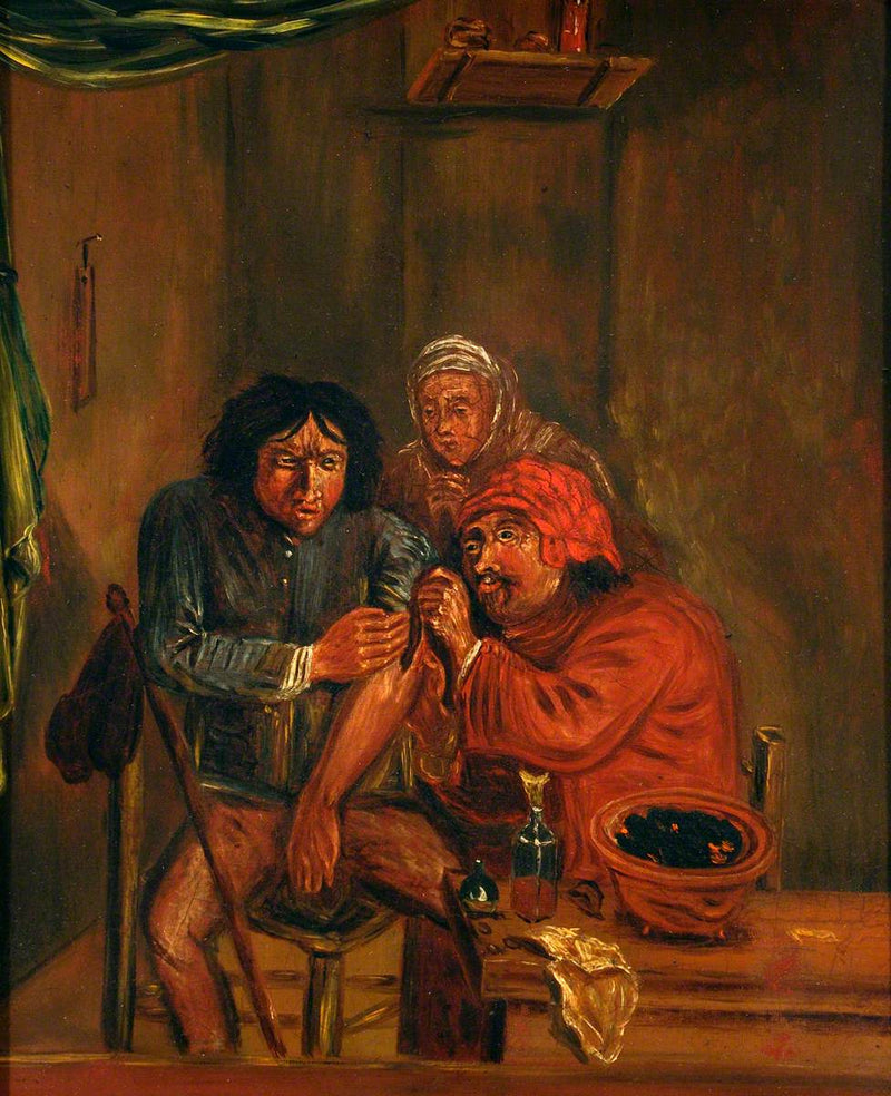 Un chirurgien soigne le bras d'un homme - Adriaen Brouwer