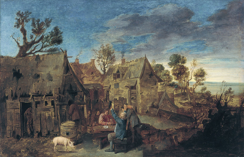 Scène de village avec hommes buvant - Adriaen Brouwer