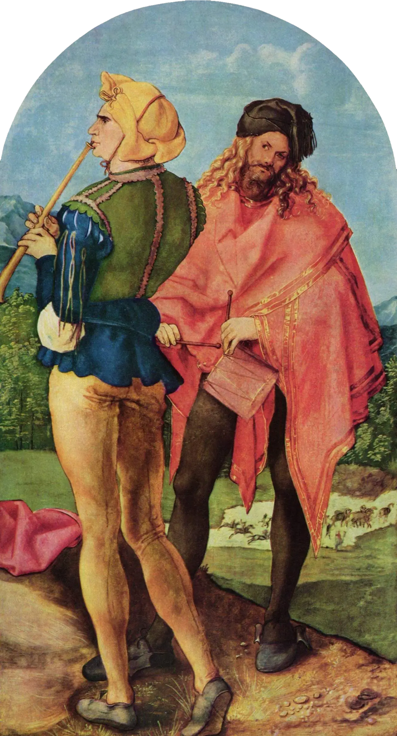 Altar von Jabach: Dudelsackspieler und Schlagzeuger - Albrecht Dürer