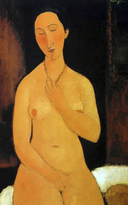 Nu sitzend mit Halskette - Amedeo Modigliani
