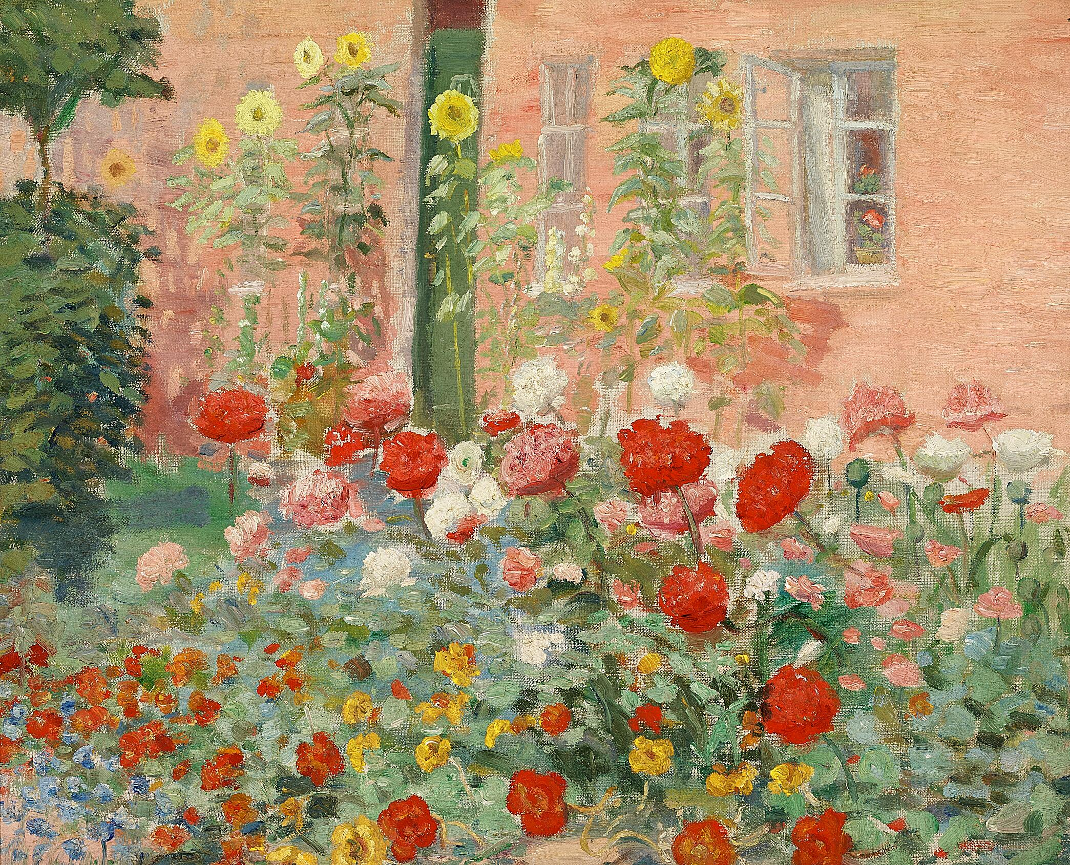 Fleurs dans le jardin de la famille Ancher à Markvej à Skagen. - Anna Ancher - Alpha Reproduction