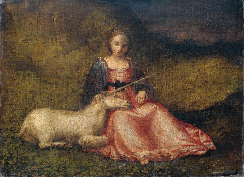 Junge Frau mit einem Einhorn - Giorgione