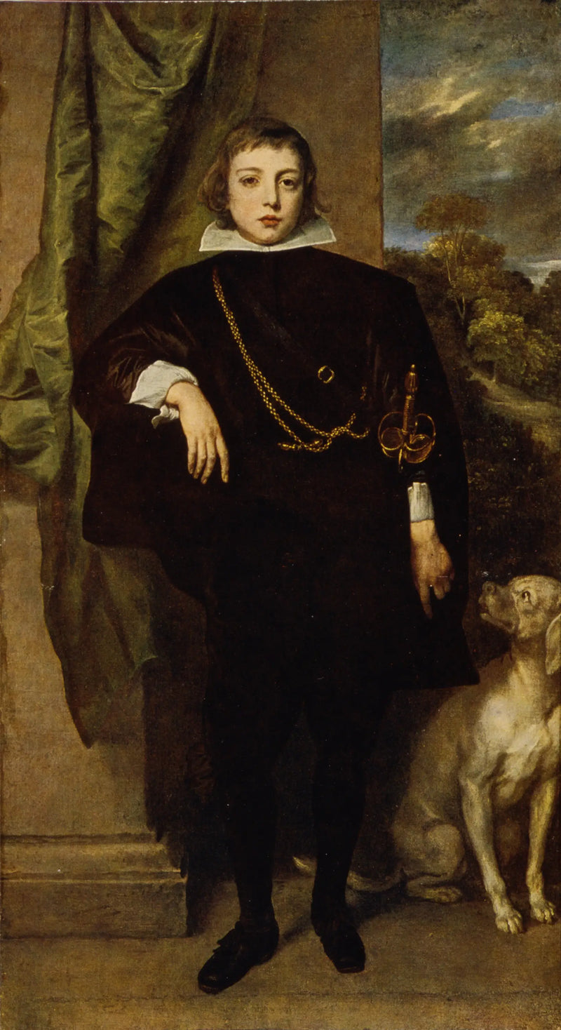 Portrait de Filippo Francesco d'Este, marquis de Lanzo avec son chien - Antoine van Dyck