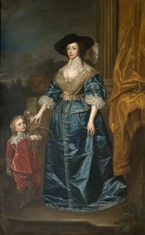 Henrietta Maria (1609–1669), mit dem Zwerg, Geoffrey Hudson - Antoine van Dyck