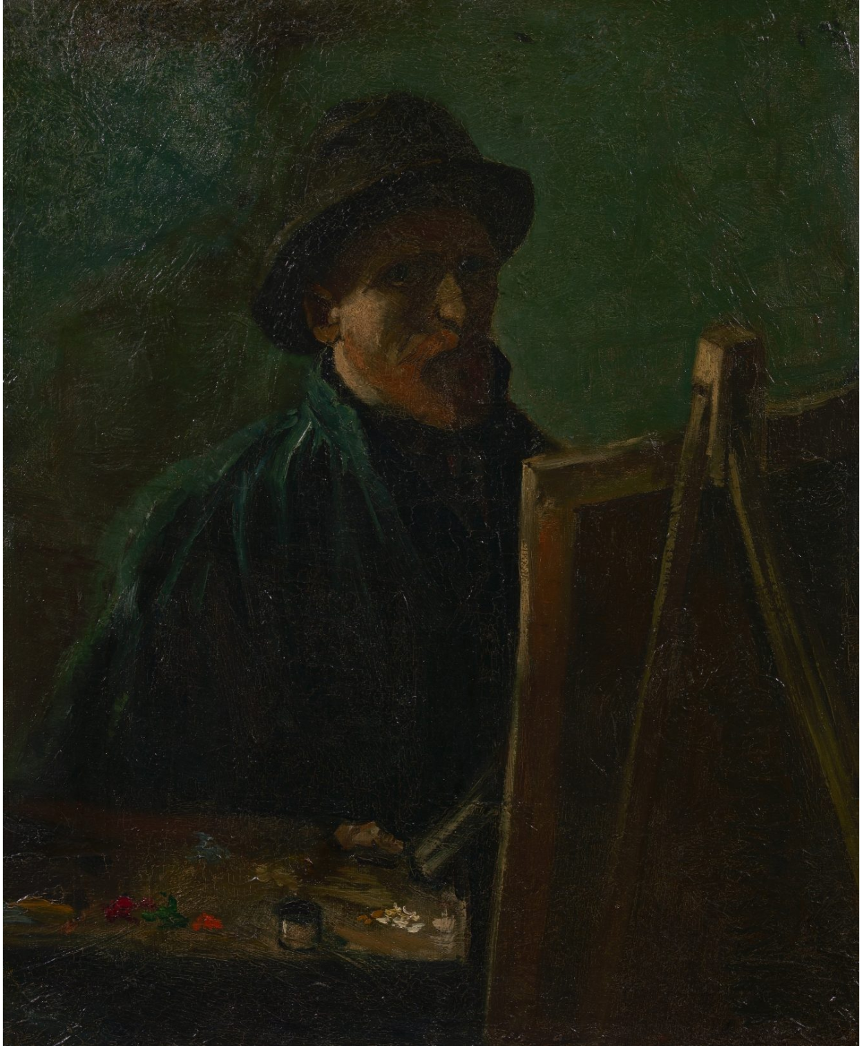 🎩 Selbstbildnis mit dunklem Filzhut an der Staffelei – Vincent van Gogh (1886)