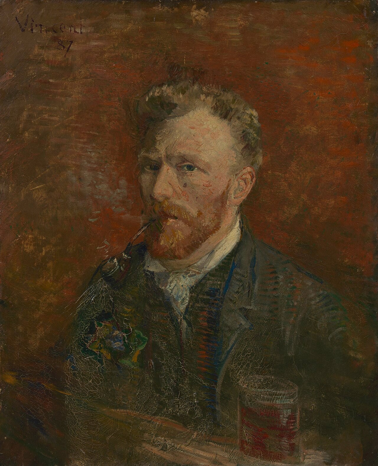 🍺 Selbstbildnis mit Pfeife und Glas – Vincent van Gogh (1887)