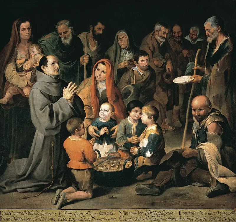Saint Didaque von Alcalá, der die Armen nährt - Bartolomé Esteban Murillo