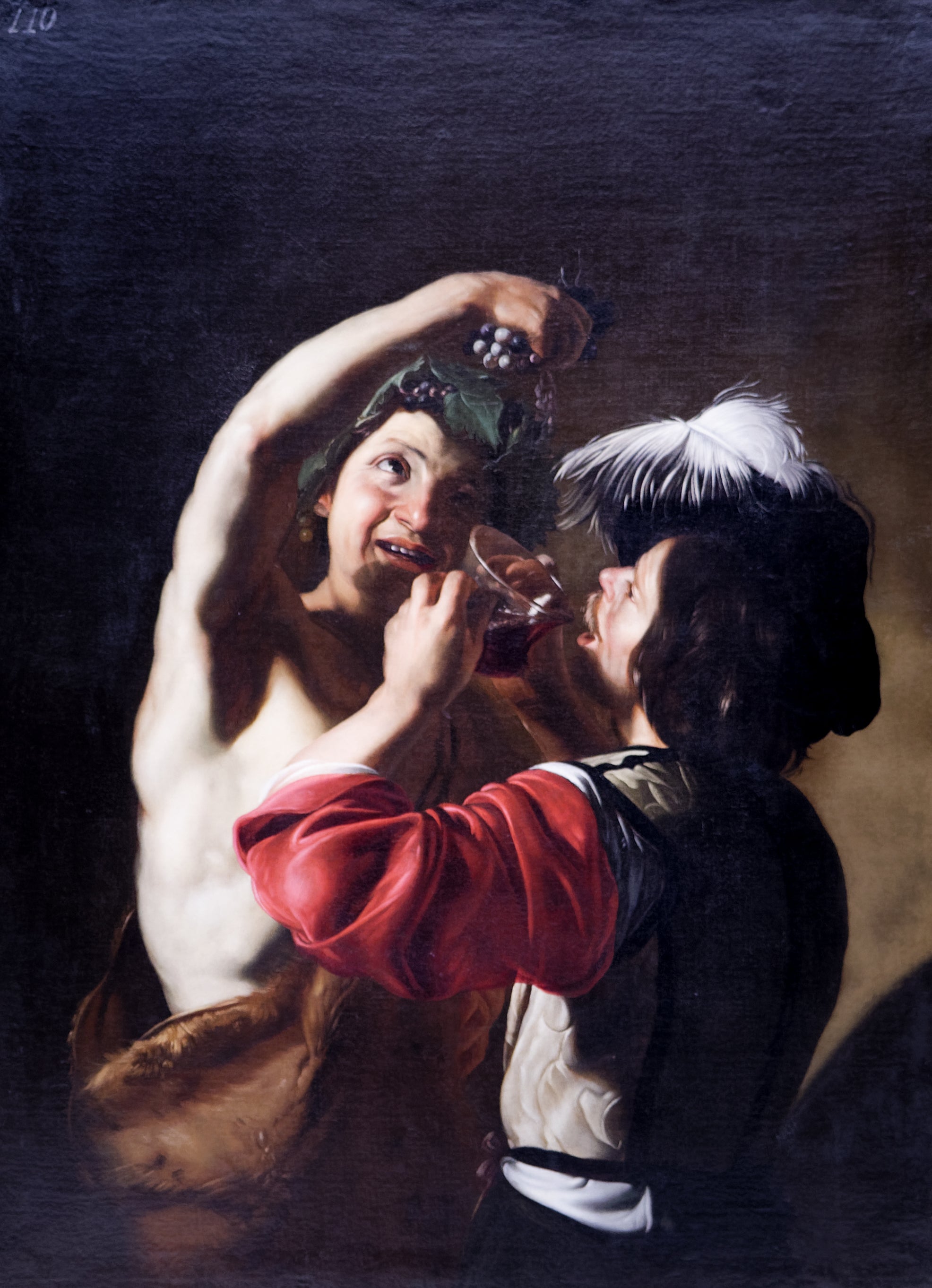 Bacchus et un buveur. - Bartolomeo Manfredi image 1 reproduction de peinture à l’huile