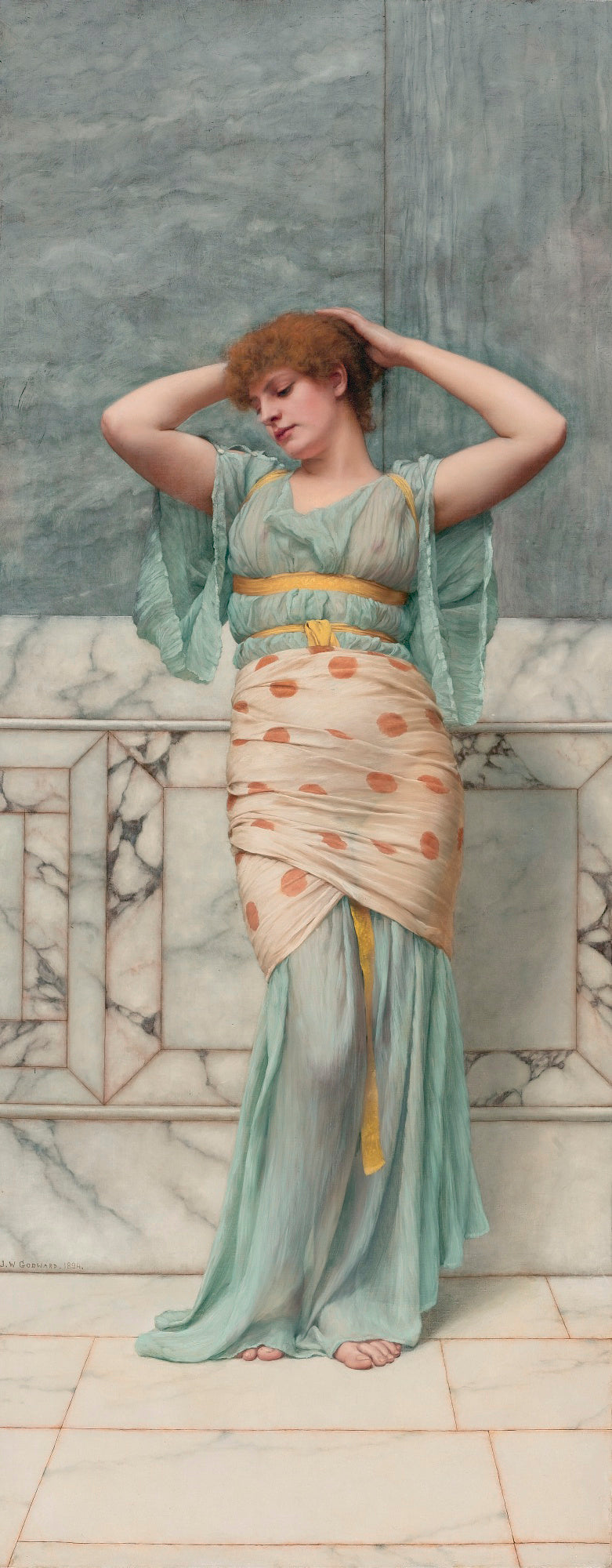 La beauté dans une pièce en marbre - John William Godward - Alpha Reproduction
