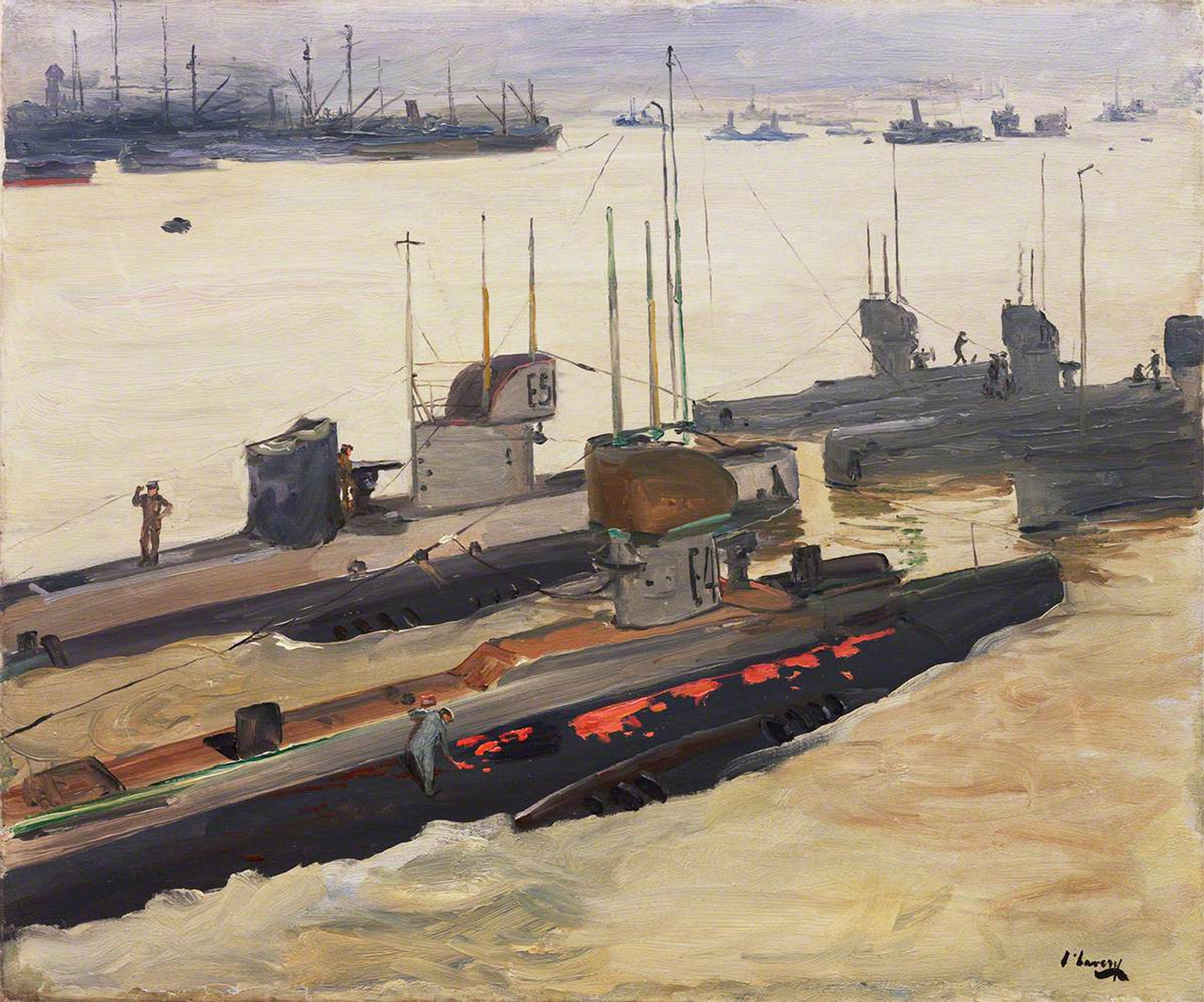 Sous-marins mouilleurs de mines britanniques, Harwich - John Lavery