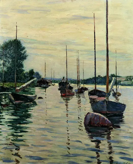 An der Seine vertäute Boote - Gustave Caillebotte