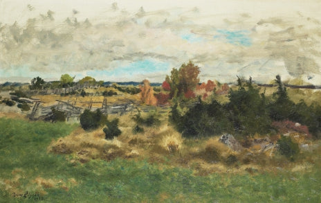 Herbstlandschaft mit einem runden Zaun - Bruno Liljefors