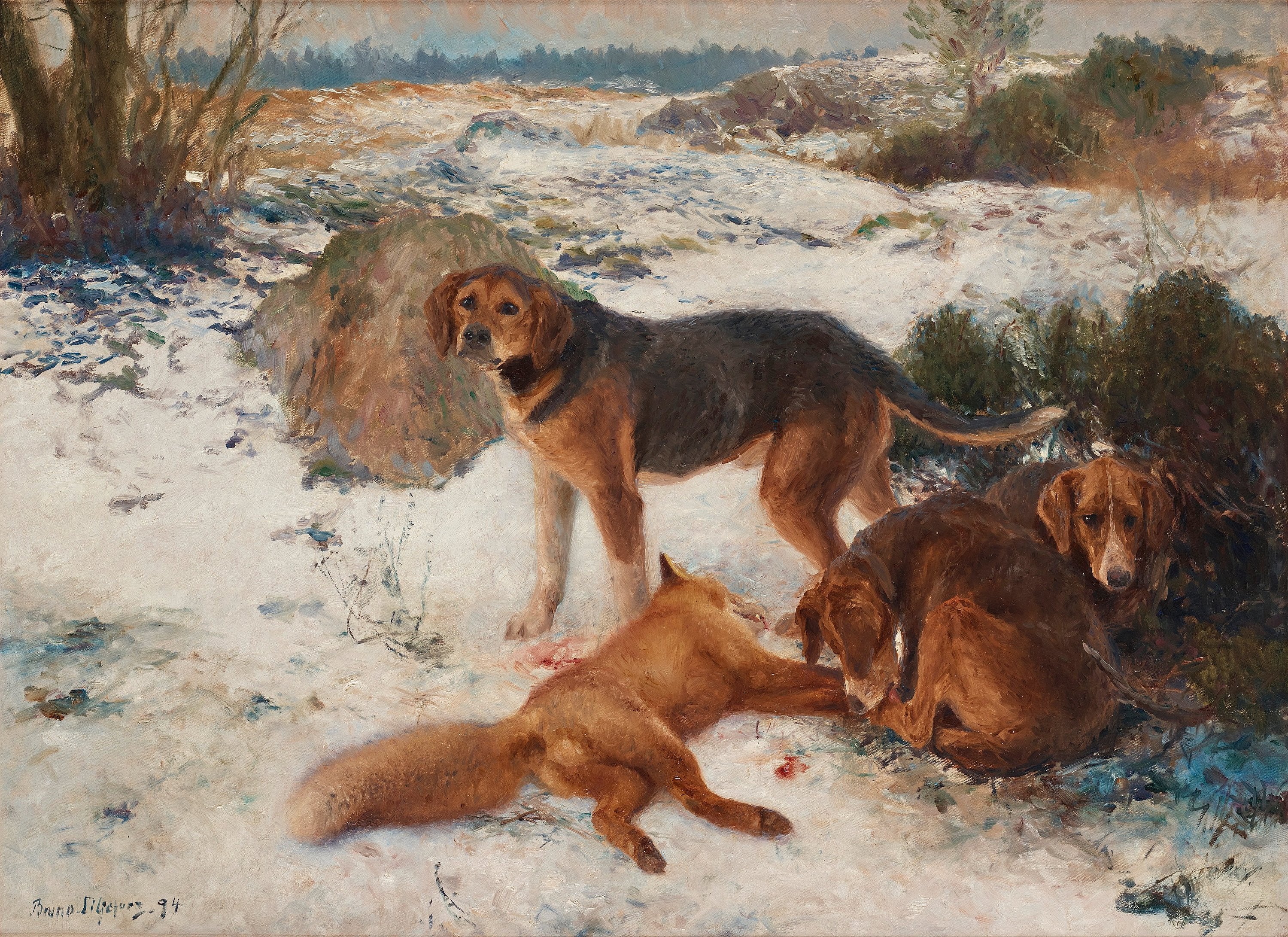 Chasse au renard avec des chiens courants - Bruno Liljefors