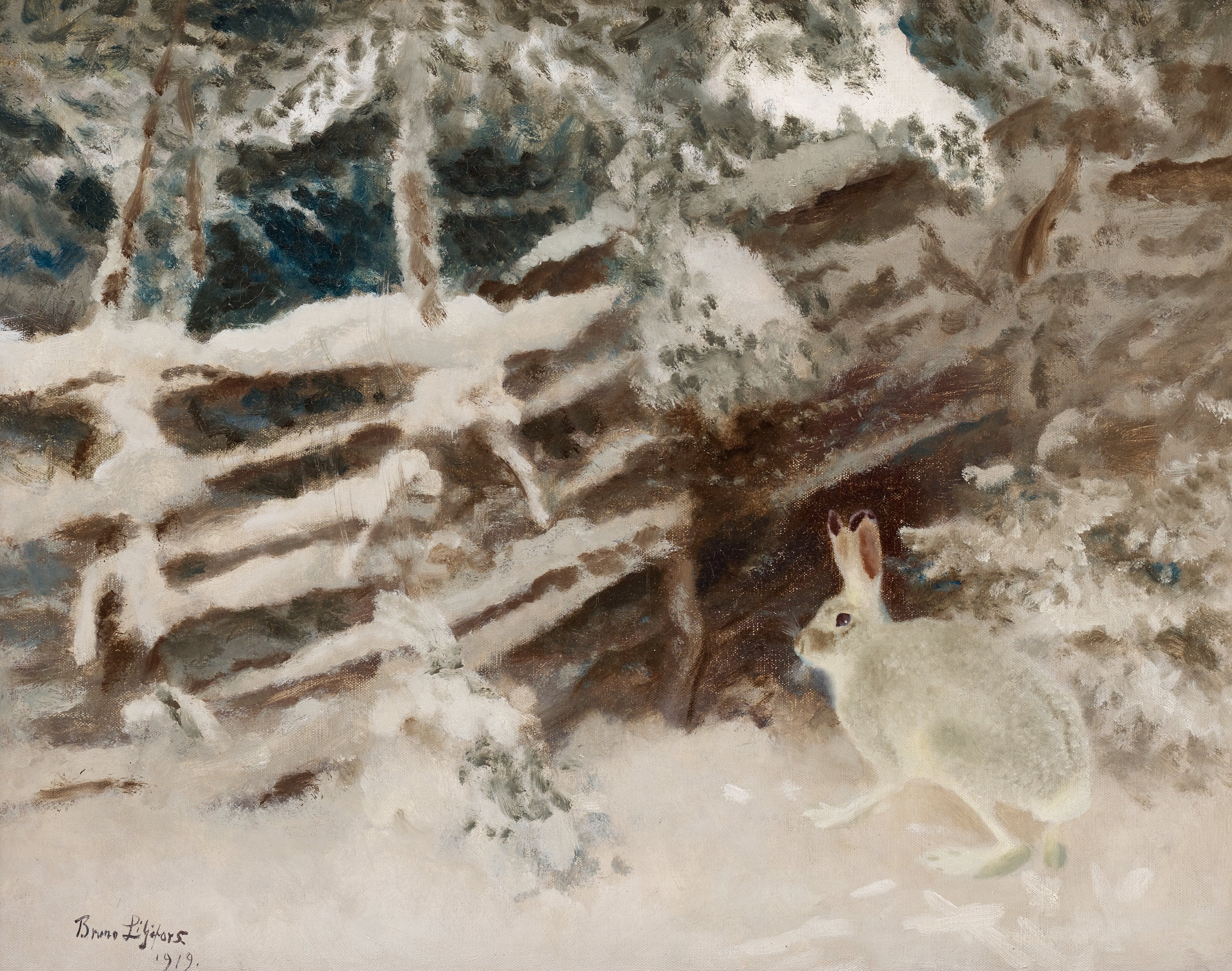 Hase in einer Winterlandschaft - Bruno Liljefors