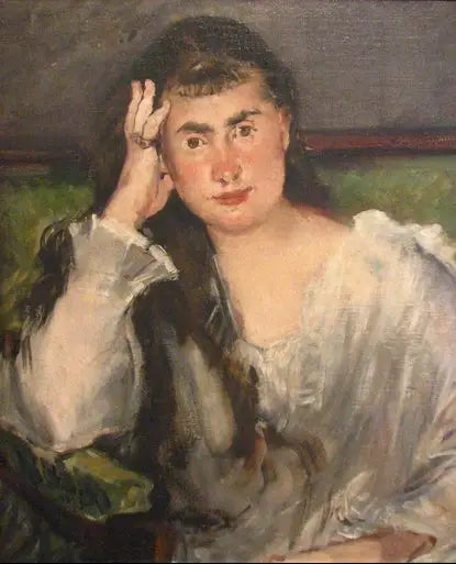 Junge Frau mit dem Ellbogen aufgestützt (Marguerite de Conflans) - Édouard Manet