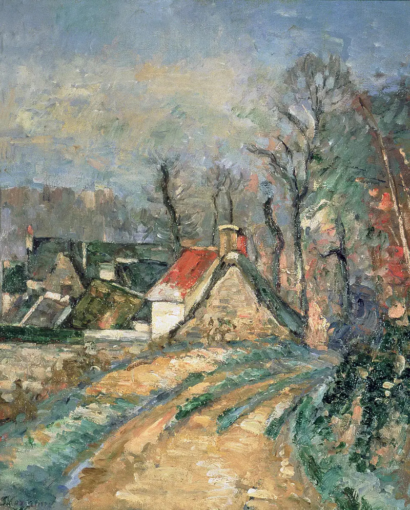 Reetgedeckte Häuser in Auvers-sur-Oise im Winter - Paul Cézanne