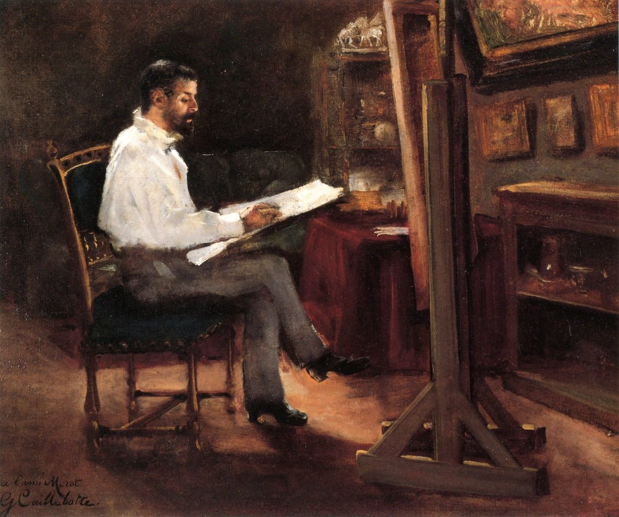 Reproduction du tableau « Le peintre Morot dans son atelier - Gustave Caillebotte » par Alpha Reproduction en peinture à l’huile