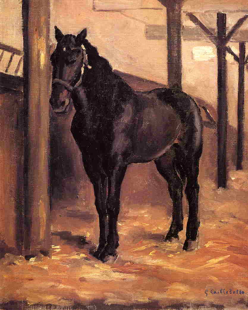 Reproduction du tableau « Cheval bai-brun à l'écurie - Gustave Caillebotte » par Alpha Reproduction en peinture à l’huile