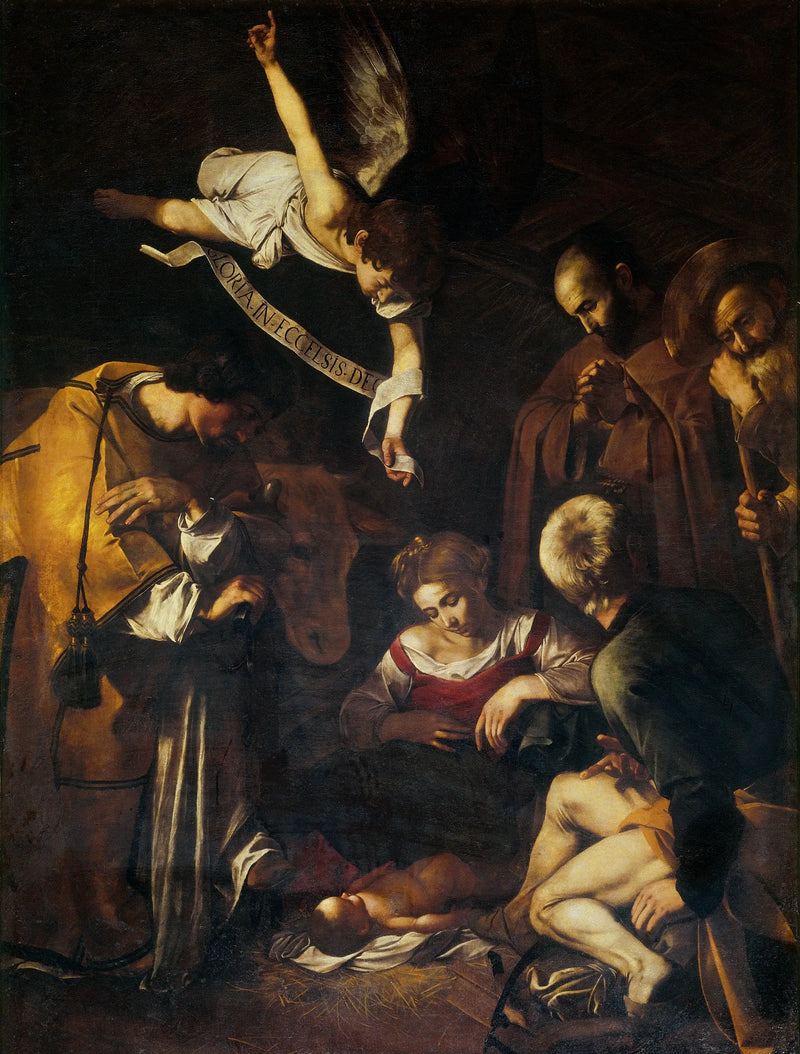 Die Geburt Christi mit dem heiligen Franziskus und dem heiligen Laurentius - Caravaggio