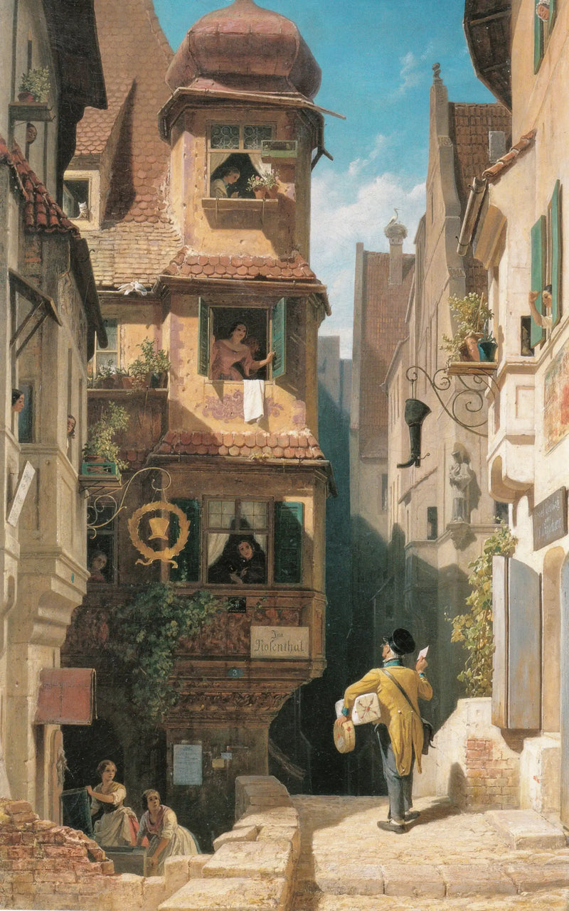 Der Postbote am Rosenthal - Carl Spitzweg