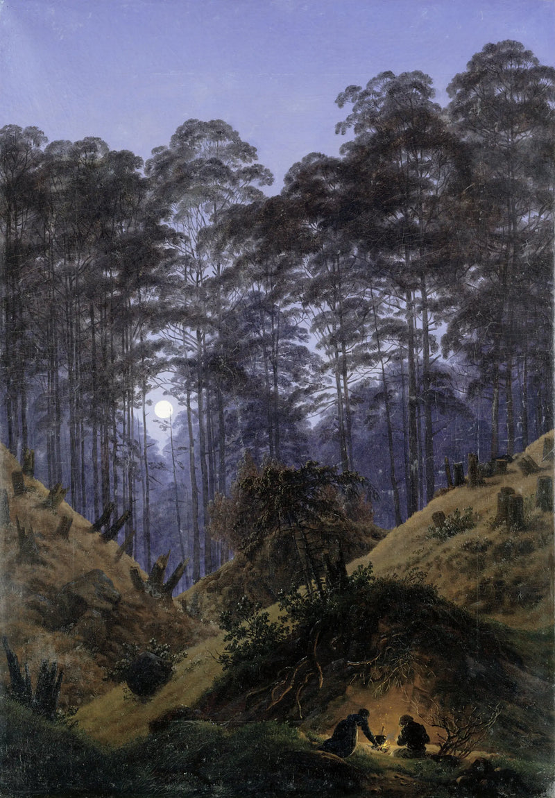 Im Inneren des Waldes im Mondschein - Caspar David Friedrich