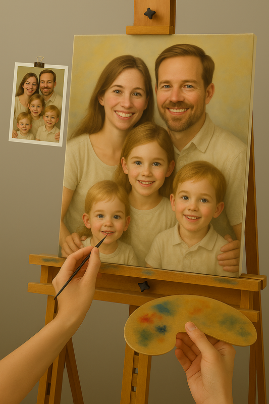 🎨 Personalisierbares Familienporträt – Einzigartiges Ölgemälde