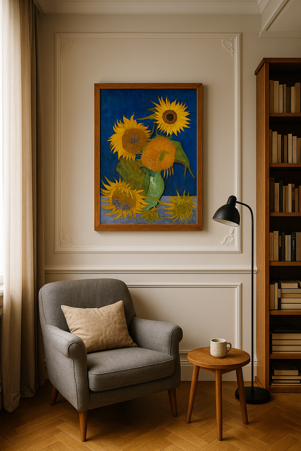 🌻 Sonnenblumen (königsblauer Hintergrund) – Vincent van Gogh (1888)