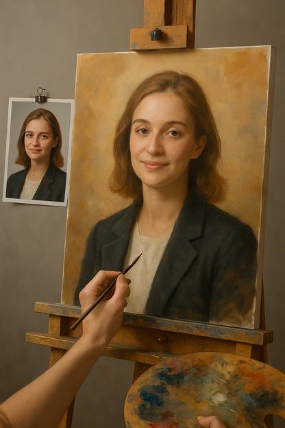 🎨 Personalisierbares Porträtbild 1 Person – Einzigartiges Ölgemälde