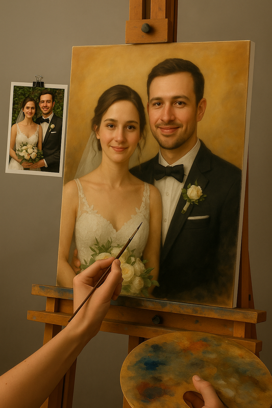 💍 Personalisierbares Hochzeitstafel – Ölgemälde Emotion & Eleganz