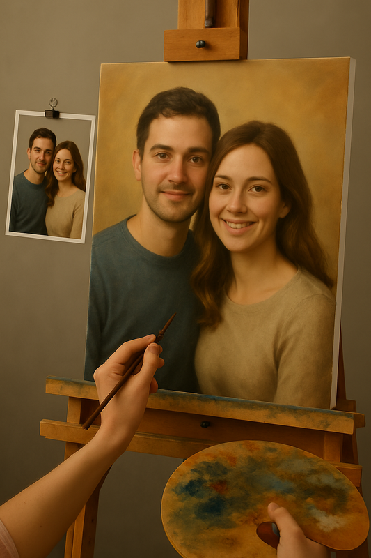 💑 Personalisierbares Paarbild – Einzigartiges und emotionales Ölgemälde